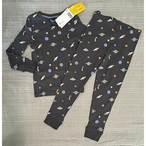 H&M Toddler 4T Pajamas Set - Dark Gray with Planets NWT